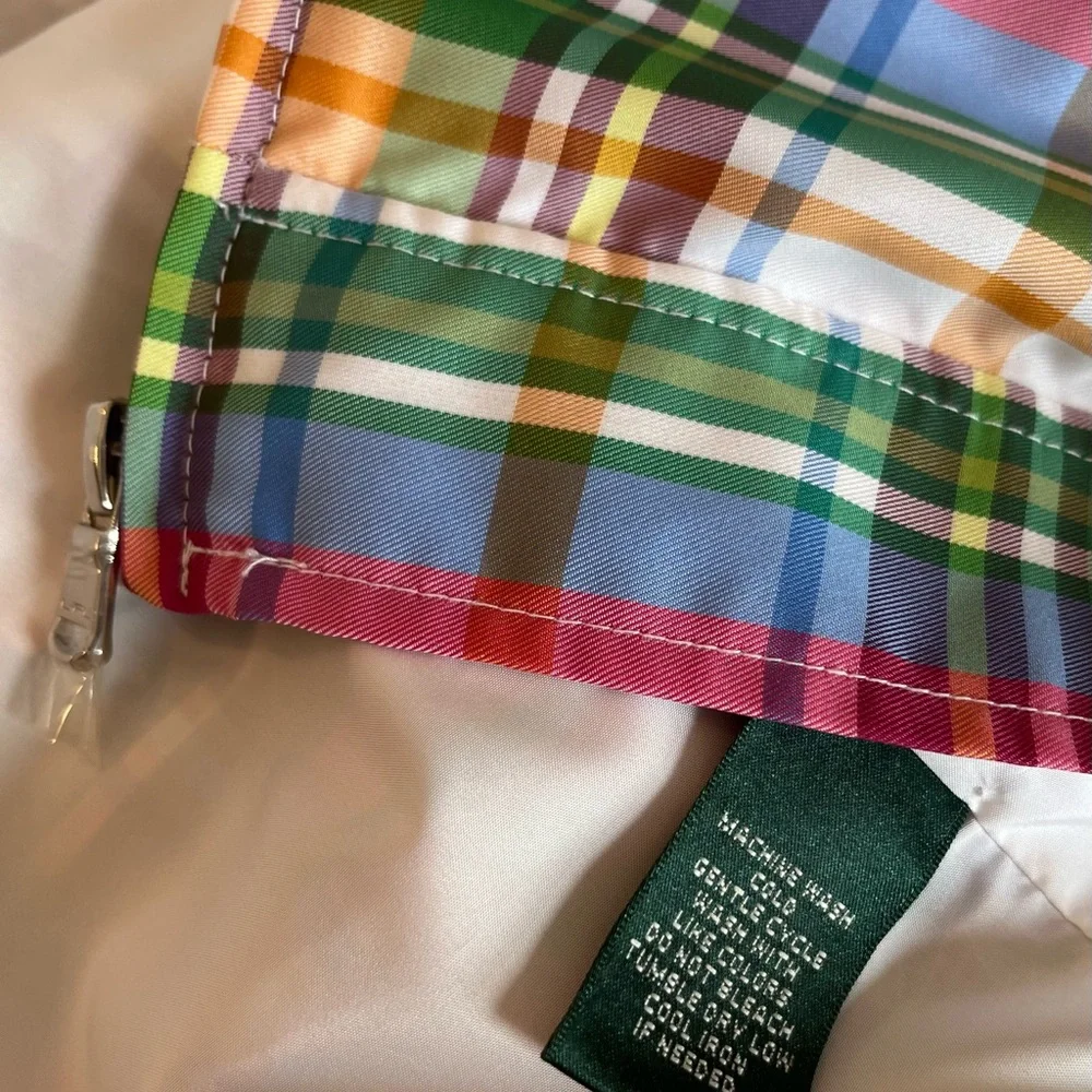 L-RL LAUREN ACTIVE Jacket Ralph Lauren Windbreaker Plaid Pastel - Picture 8 of 11